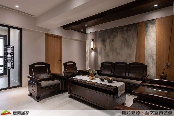 咖啡色客廳室內裝潢設計，包括茶几、椅子裝潢圖片