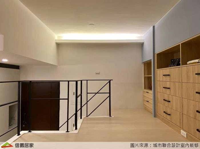 白色樓梯,白色樓中樓室內裝潢設計，包括置物櫃、樓梯裝潢圖片